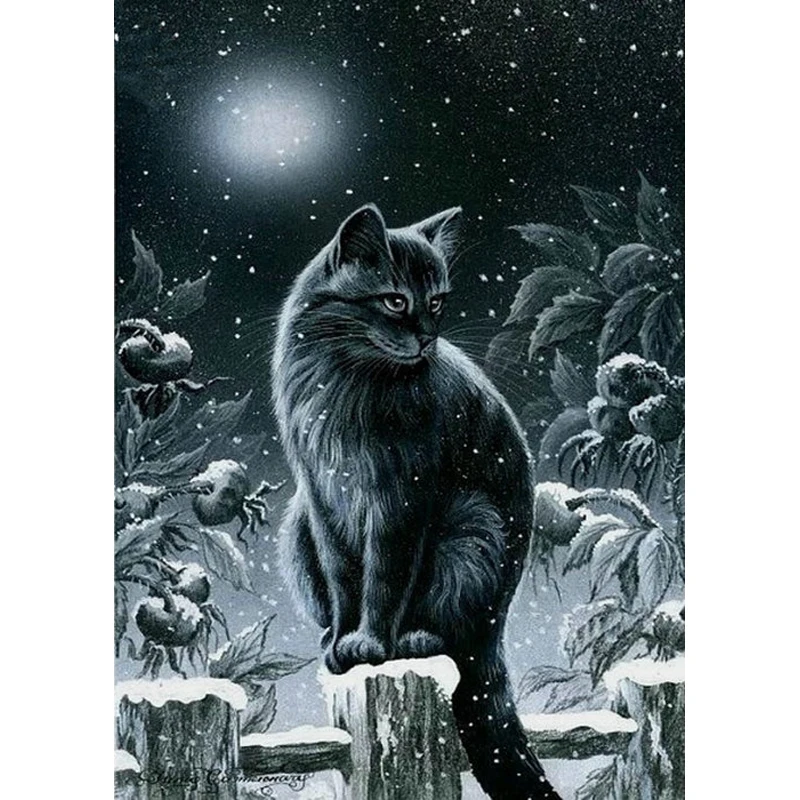 

YIKEE Diamond Painting Full Black Cat Diamond Embroidery Sale Diamond Art Mosaic Crystal Handicraft Wall y714