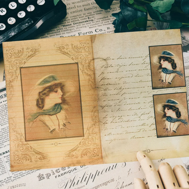 Vintage Elegant Lady Stickers Junk Journal Diary Planner Card Scrapbooking Material Decorative Background DIY Craft Supplies