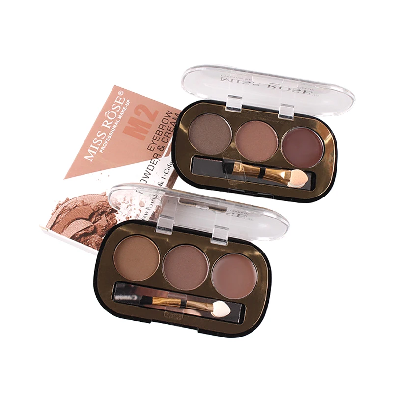 2 Colors Eyebrow Powders+1 Color Eyebrow Cream+1pcs Double-headed Eyebrow Brush Waterproof Natural Brown Eyebrow Enhancer