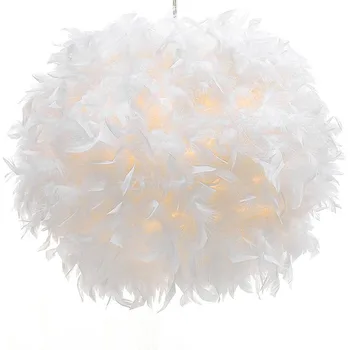 

Feather Pendant Light Shade Non-electrical Lampshade for Bedroom Lamp