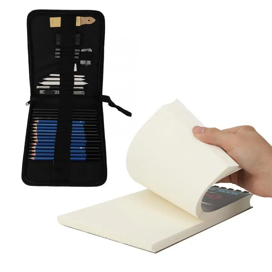 

34 Pcs Sketch Pencil Pad Set for Professional and Amateur with Nylon Bag Sketch Set