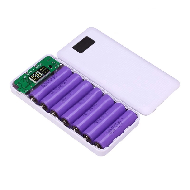 

3 USB LCD Anti-reverse Portable Power Bank Box 7x 18650 DIY Display Battery Charger 5V 2A Powerbank Case With LED Flashlight