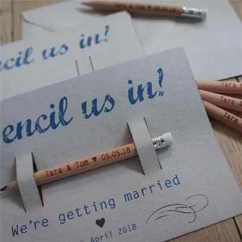 

20 X Pencil Wedding Favors Personalized Save The Date Wedding Pencils Custom Engraved Pencil Country Wedding Favours
