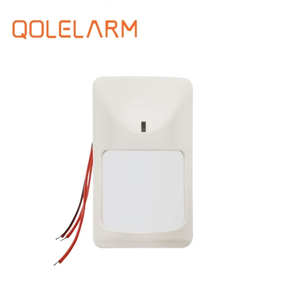 

QOLELARM 1pc/lot Wired Pir Motion Sensor movement infrared detector 9V cable power alarm wire for alarm system RF anti jammer