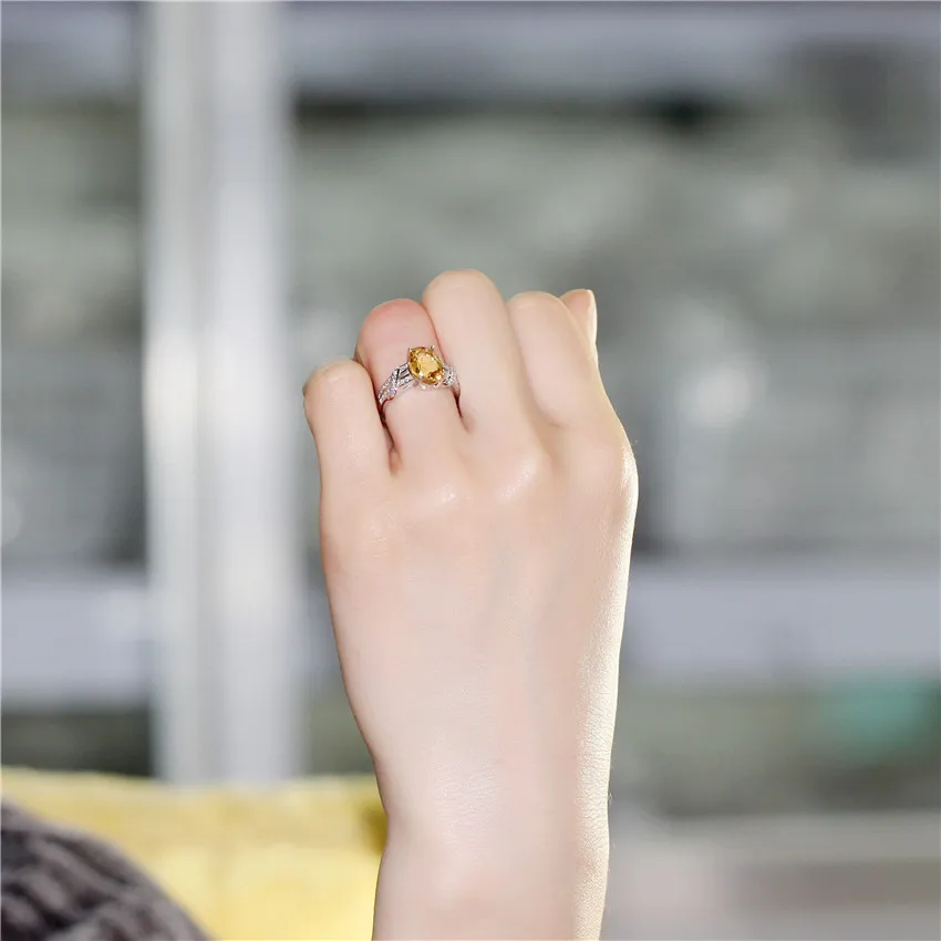 Женское Обручальное Кольцо Almei 2.2CT желтое цитрин из стерлингового серебра 925