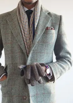 Najtaniej Wykonane Na Zamówienie Szary Tweed Garnitur Slim Fit Dwa Groom Smokingi/Notch Lapel Best Man Groomsmen Mężczyźni Garnitury ślubne (kurtka + Spodnie)