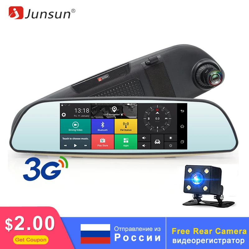 Junsun 3g Видеорегистраторы для автомобилей 6 5 &quotтире Камера Android 0 зеркало заднего