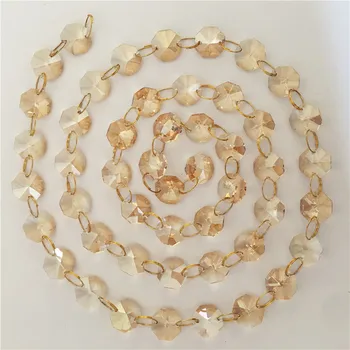 

5meters Golden Champagne Golden Iron Ring Chandelier Crystal Beads Chain For Curtain Parts Decoration Big Promotion