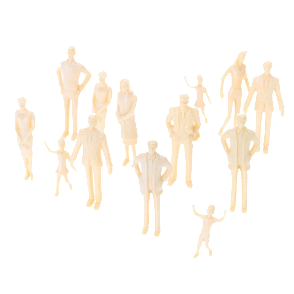 20Pcs Model People Architectural 1:30 Scale Unpainted Standing Figures for Miniature DIY Accessory