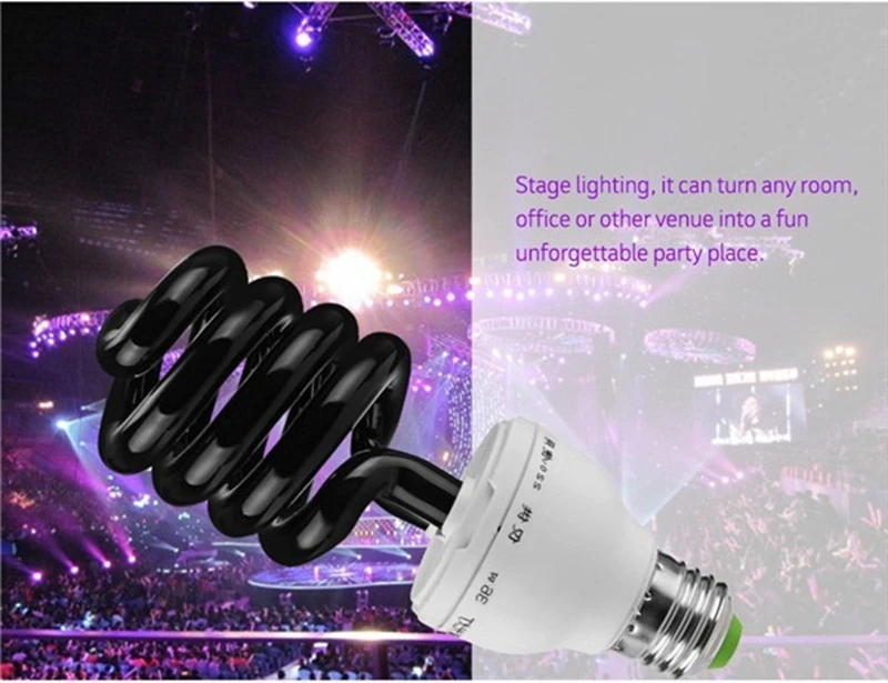 220V E27 15-40W UV светильник s лампы УФ ультрафиолетовые люминесцентные CFL светильник лампа Спиральные энергосберегающие черный светильник фиолетовый лампы светильник Инж