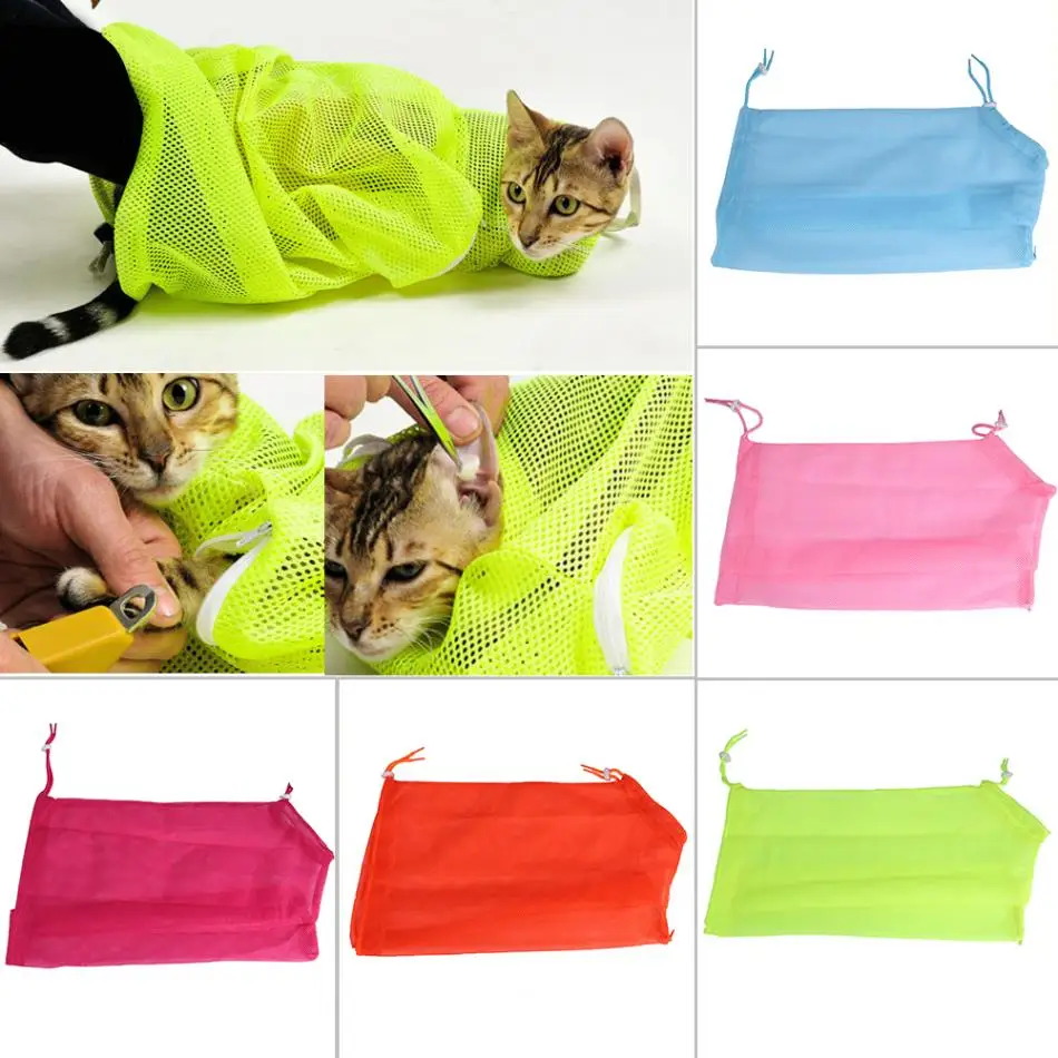 Multi functional Pet Cat Mesh Grooming Restraint Bag Grooming Nail