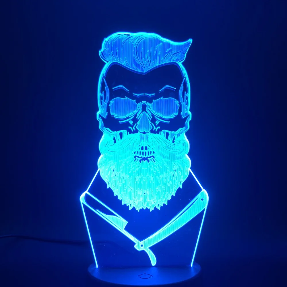 

Cool Barbershop Decoration Table Led Night Light Touch Switch Color Changing USB or Battery Powered Haircut Desk Lamp 3d