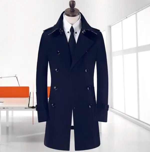 Мужской плащ, весеннее манто для мужчин, длинное корейское пальто большого размера 8XL 9XL, новое деловое двубортное пальто для джентльменов