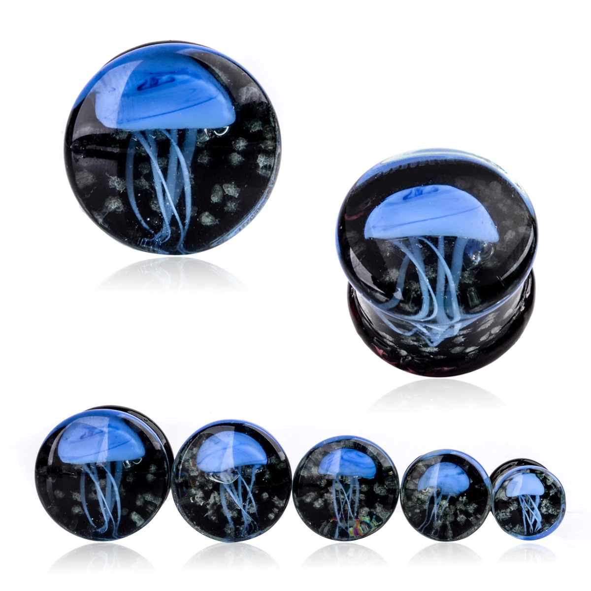 2pcs 8-16mm Green Jellyfish Grass Ear Plug Ocean Double Flared Translucent Bright Ear Gauge Expander Ear Piercing Body Jewelry