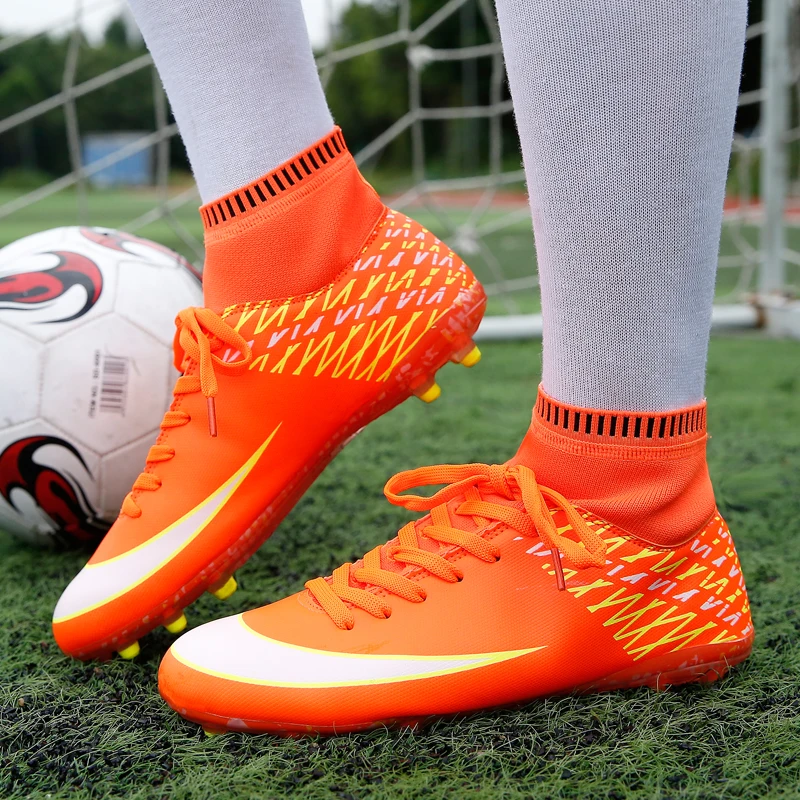 Hombres zapatos de fútbol Sala con calcetines entrenador profesional TF botas de fútbol tobillo Zapatillas Futbol Sala Hombre