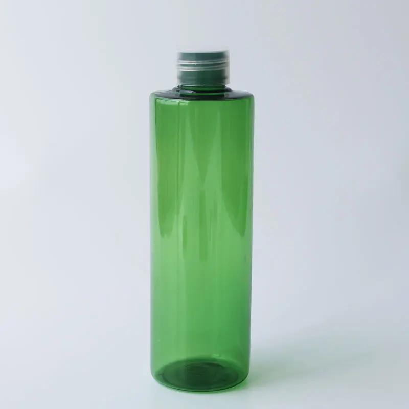 250 мл X 25 пустые прозрачные пластиковые контейнеры для бутылок для косметической упаковки шампунь лосьон жидкое мыло ПЭТ бутылки черный - Цвет: Green Bottle Clear