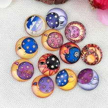 Мультфильм Луна шаблон стеклянная мозаика ремесло Половина круглые плоские снизу Стеклянные Кабошоны 10 мм-30 мм для изготовления ювелирных изделий