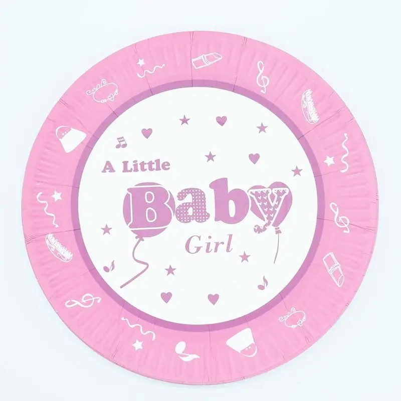 

10pcs/lot 7inch Baby Girl Theme Cartoon Paper Plates Kids Baby Shower Happy Birthday For Girl Gift Party Decoration Supplies