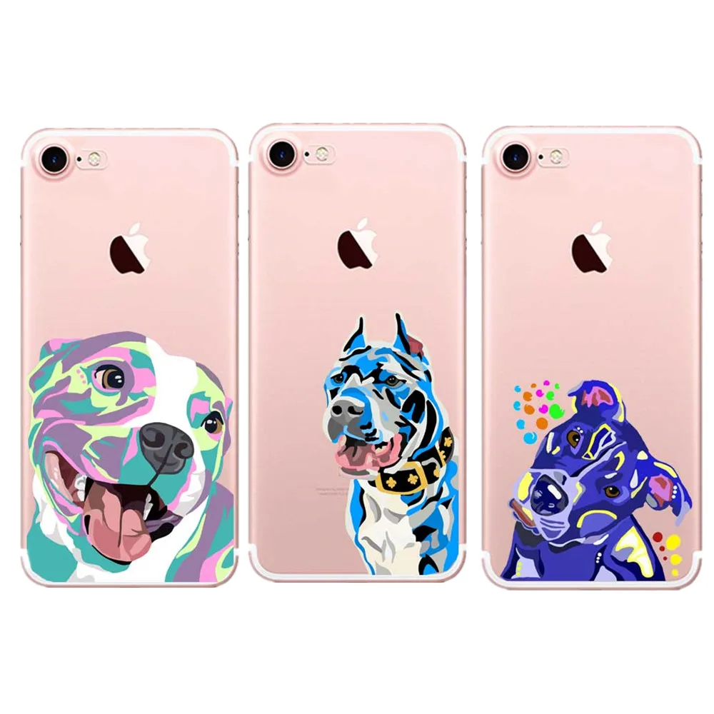 Art PitBull Tattoo Design Dog Face Clear Soft TPU Phone