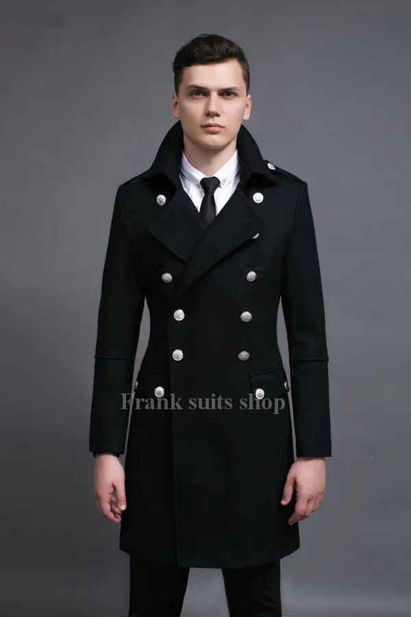 Nueva Alta Negro Por De Calidad Lana 2017 Invierno Llegada Cruzado Masculino Picture Abrigo As Picture Delgado Encargo as Grande FxrFEqAw7g
