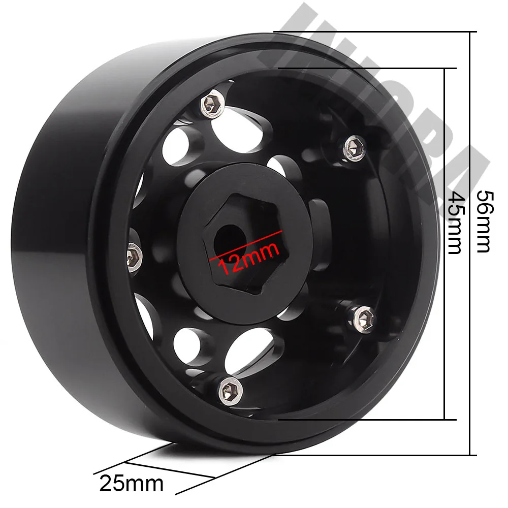 INJORA 4PCS Metal 1.9 Beadlock Wheel Rim Hub for 1:10 RC Crawler Axial SCX10 SCX10 II 90046 D90 D110 MST