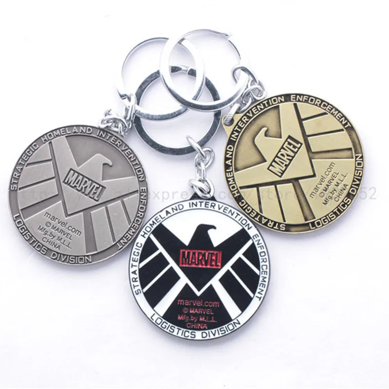 

Agents of S.H.I.E.L.D. keychain shield badge pendant Marvel The Avengers logo sign movie jewelry 3colors Free Shipping