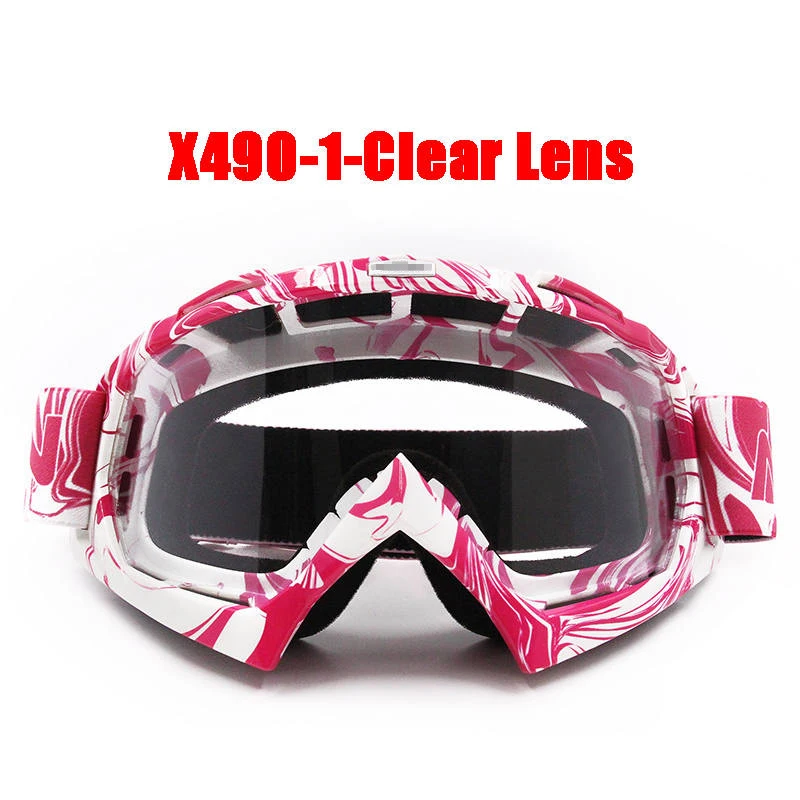 Спортивные очки для мотокросса, очки для мотокросса, очки для гонок, Gafas, очки для квадроцикла - Цвет: X490-1 Clear Lens