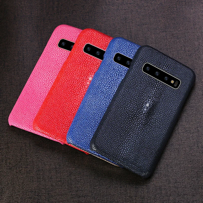 Genuine Leather Pearl fish for Samsung S10 plus phone case luxury Anti-fall Solid color protective case for Samsung A70 note 10