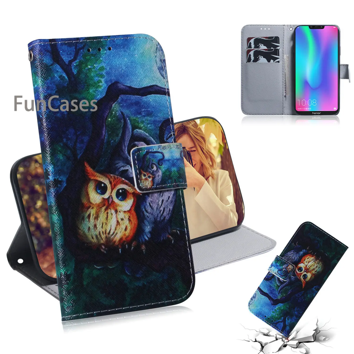 

8A Lion Flip Wallet Case Book For cover Huawei Honor 8A Marble Telephone Covers sFor Huawei capinha Honor 8C 8S 8X Cell Capa