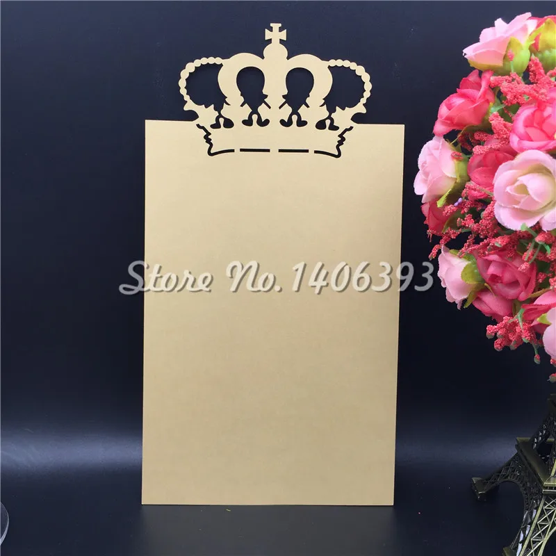

20pcs Laser Cut Crown Table Place Card Wedding party menu card Wedding Favor Party Decoration diy Guest checking Name Place Card