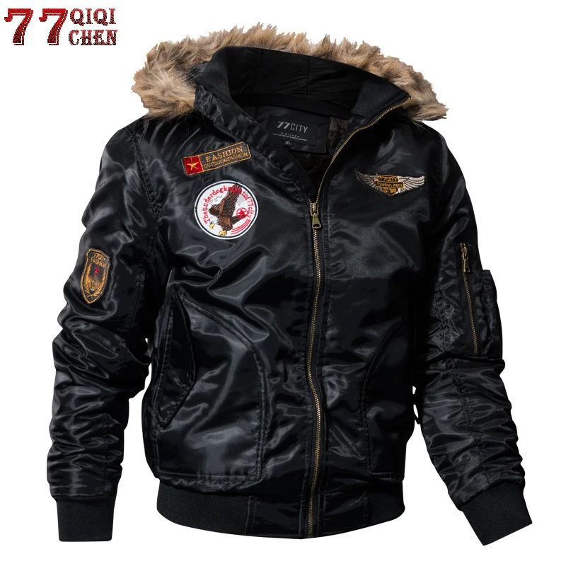 

Plus Size 4XL Thicken Military Winter Bomber Jacket Thermal Down Cotton Parkas Men Casual Faux Fur Collar parkas hombre invierno