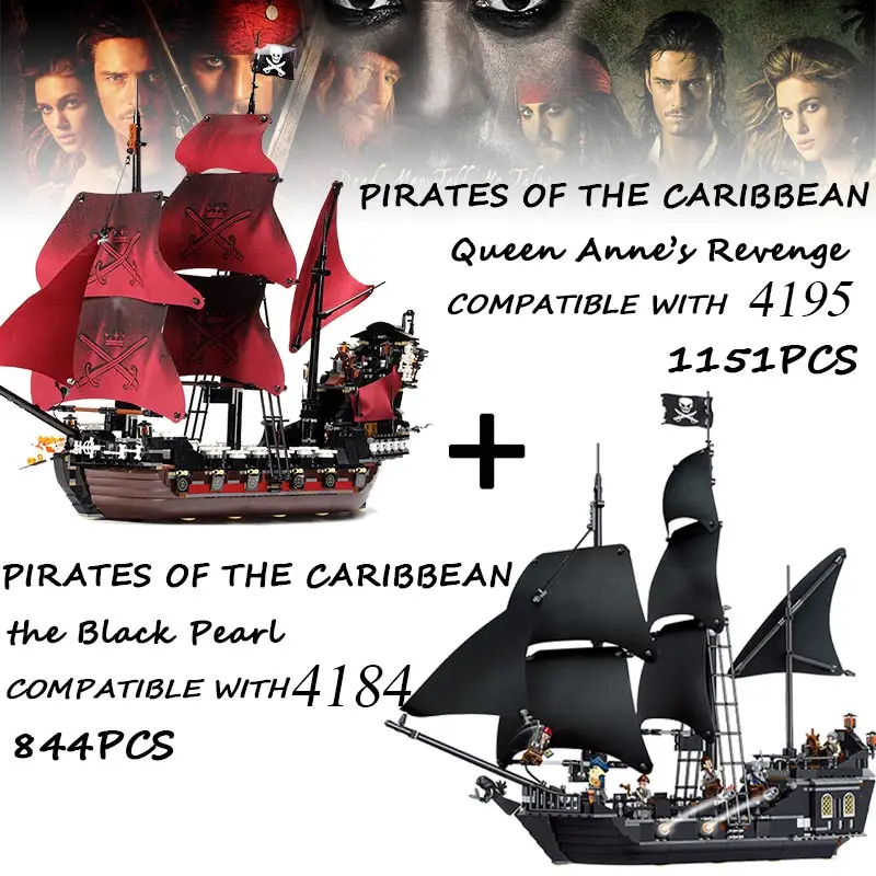 

2019 Pirates of the caribbean Black Pearl 16016 22001 06057 LegoINGlys pirates ship building blocks bricks 4195 4184 model kits