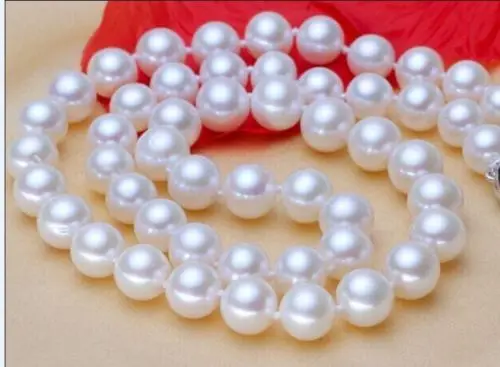

Free Shipping >>>>>STUNNING 18"10-11MM NATURAL SOUTH SEA GENUINE WHITE ROUND PEARL NECKLACE