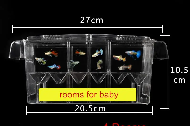L M S Размеры 3 в 1 коробки для разведения рыб инкубационная изоляция инкубатора акриловые аквариумные баки прочный Betta аквариум AT001 - Цвет: 27x11x11cm L