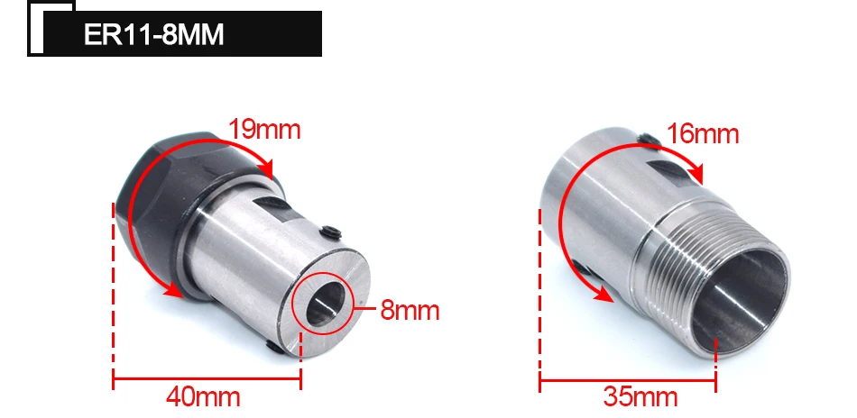 Шпиндельный двигатель зажим цанговый патрон Hoder C16 ER11 35L 5 мм 6 мм 8 мм цанговый ER11A Гайка вал двигатель удлиненный зажим для фрезерования с ЧПУ