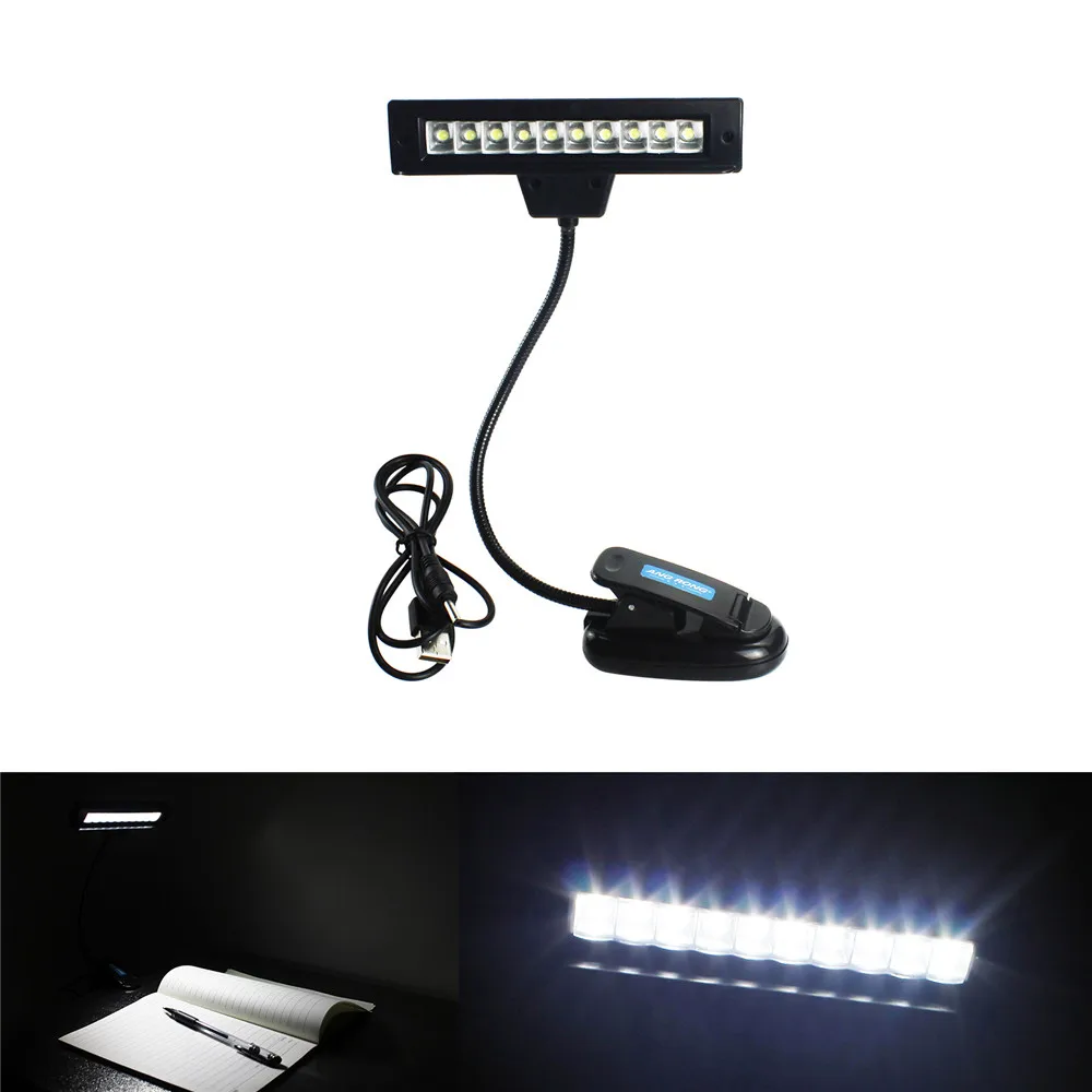 

ANGRONG 10 LED Clip-On Bright Flexible Reading Book Tablet Lamp + USB Cable