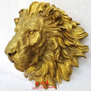 

SCY West Art pure bronze sculpture carvings fierce beast of prey lion head statue word copper Wholesale bronze