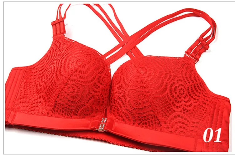 Lace Bra Large Size Women Front Closed Plus Size Bra  Women Push Up Bra Beauty Back No Rims Plus Size Bralette Bra16