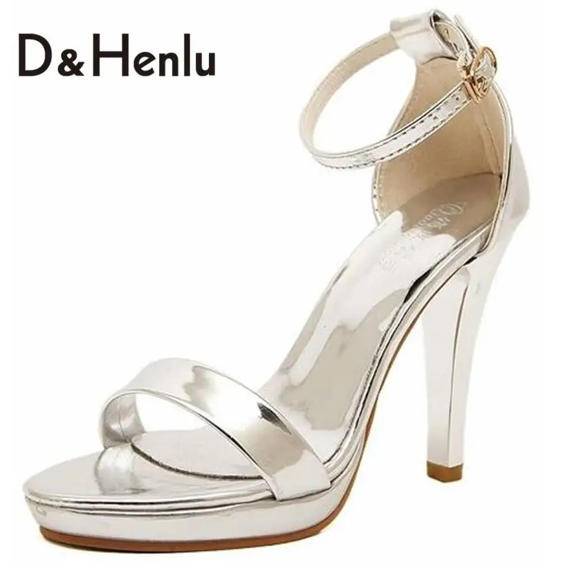 

{D&H} Vogue Gold  Women T-stage Clasic Dancing High Heel Sandals Party Wedding Shoes Ankle Strap High Heels Sandals Shoes Woman