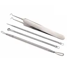 1 компл. нержавеющая Черноголовых лица акне пятна Прыщ Remover Инструмент для извлечения комедона 4 шт. 3JY19