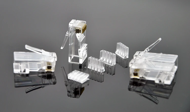 Lot de 50 grands connecteurs RJ45 23AWG Cat6a Cat6 plaqués or 8P8C Ethernet  modulaire UTP pour paire torsadée non blindée et câbles standard