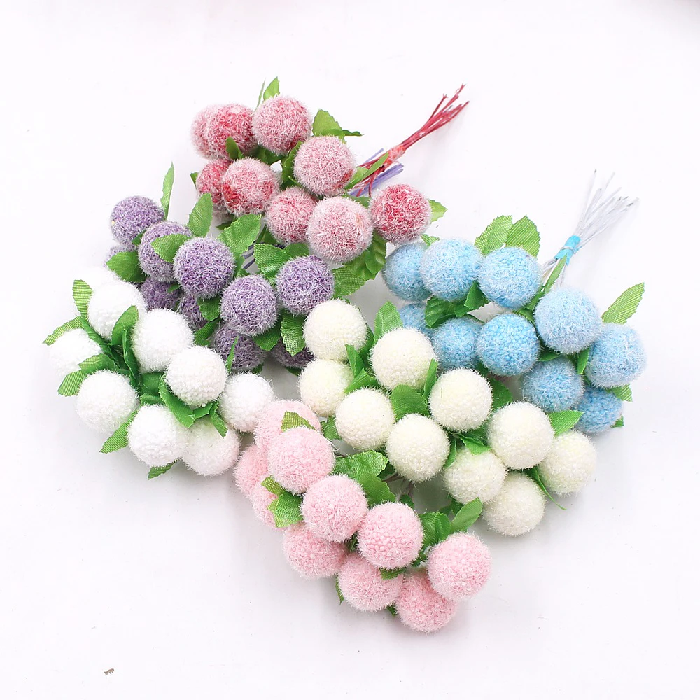 

10Pcs/lot Velvet Foam Bayberry Artificial Flowers for Wedding Party Decoration DIY Handmade Craft Gift Wreath Berry Fake Flowers