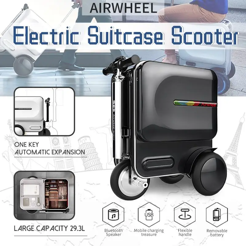 Новый дизайн 29,3л путешествия носить бизнес электрическая сумка в виде скутера Алюминиевый Чемодан с колеса скейтборда прокатки тележка