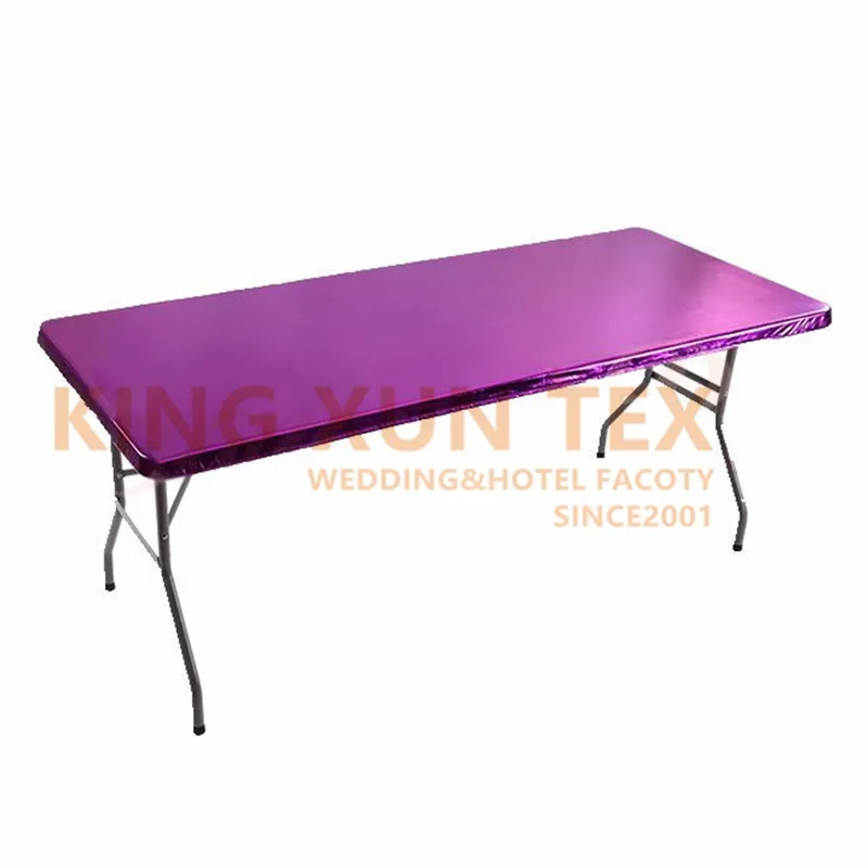 10 шт. металлический Топ чехол для стола из спандекса ткань прямоугольная растягивающаяся скатерть для украшение для свадьбы - Цвет: purple