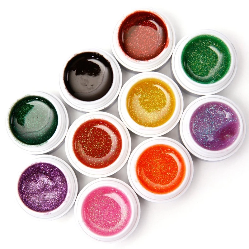 

Set of 10 uv gels pot paillette for fake nails glitter manicure