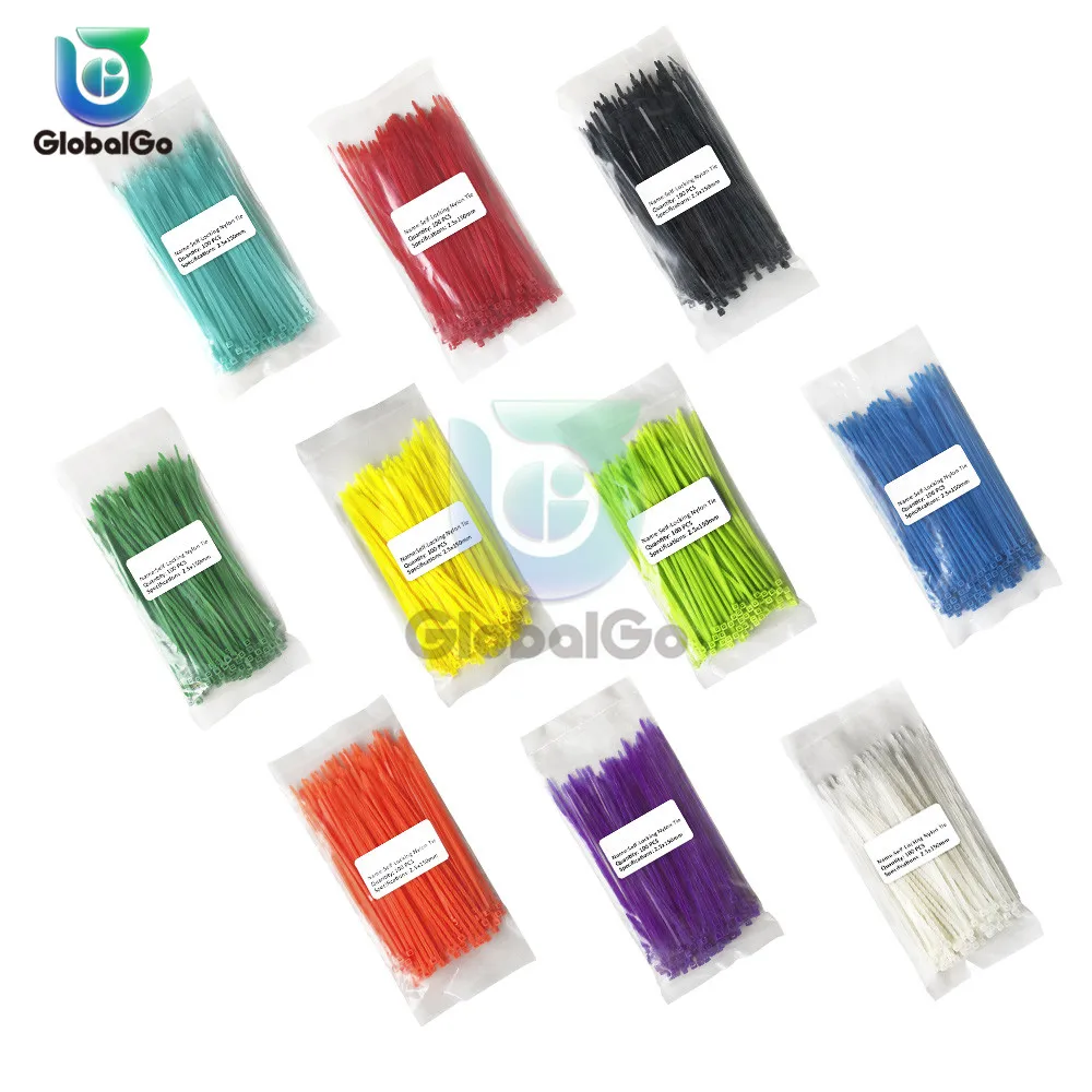 

100pcs/Lot 150mm Self locking Nylon Cable Ties 13 color Plastic Zip Tie Loop Wire Binding Wrap Straps 2.5*150mm Wiring Harness