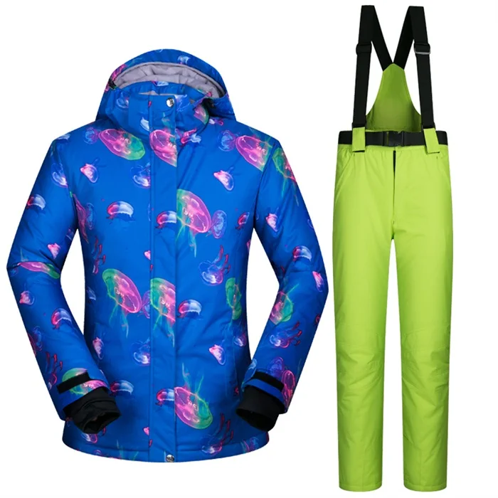 Зимняя ходьба-30 deegree лыжный костюм для женщин Высокое качество женский сноуборд куртки и брюки наборы ветрозащитный водонепроницаемый термо S-XL - Цвет: 8