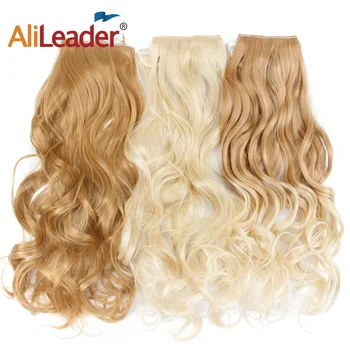 

Alileader Clip In Hair Ombre Pink Blonde Women Hair Purple False Hair 20Inch Long Hair Extensions False Synthetic Wavy Clip Ins