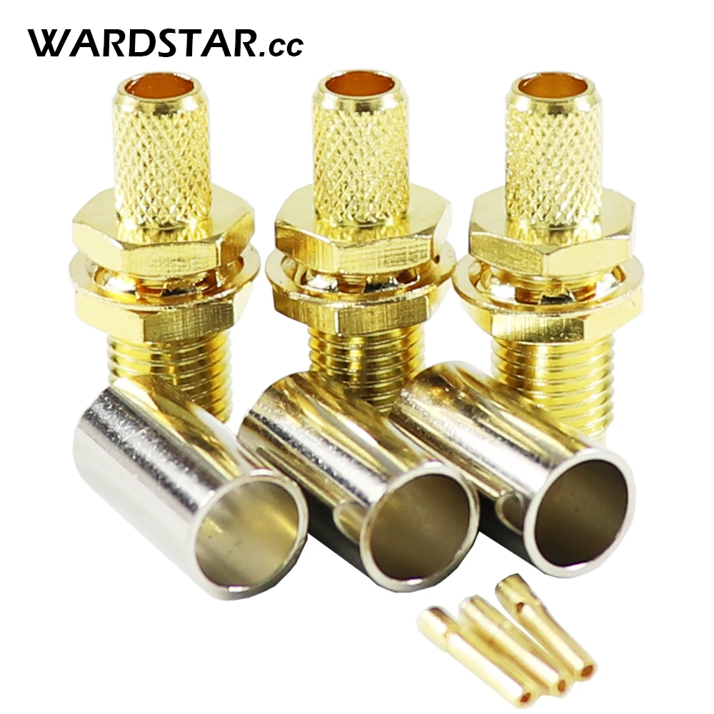 

10pcs/lot SMA Female Nut Bulkhead Crimp RG58 RG142 LMR195 RG400 RF Connector