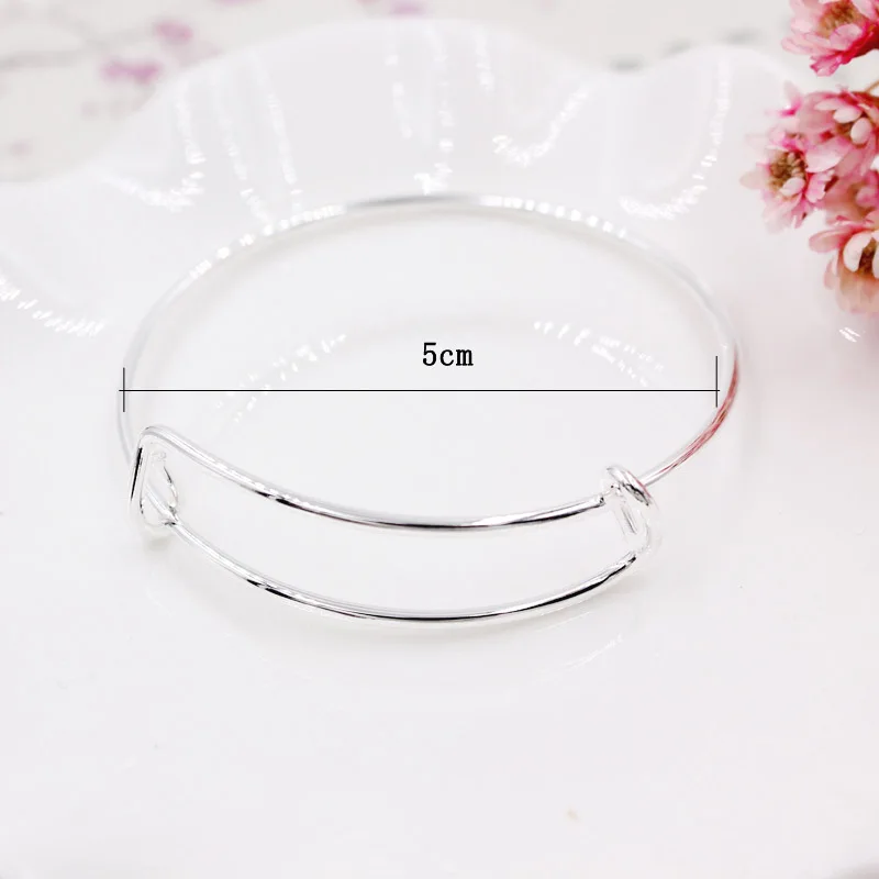 Cheap Wholesale Silver Expandable Wire Bangle Bracelet 50mm/58mm size 10 pcs/lot Fashion Jewelry
